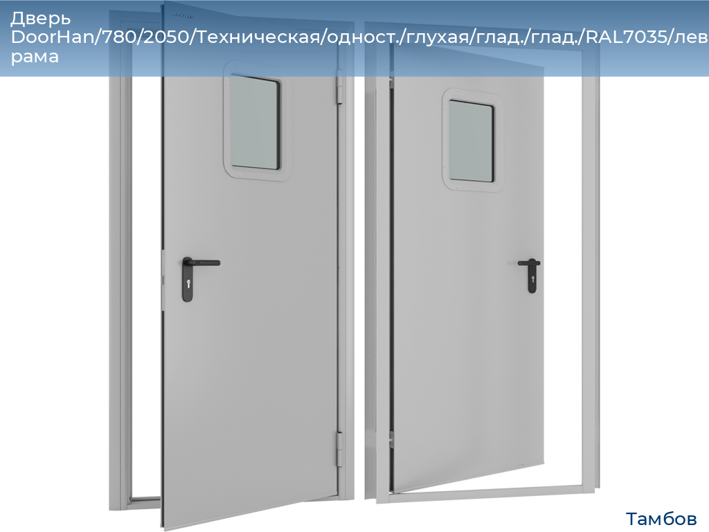 Дверь DoorHan/780/2050/Техническая/одност./глухая/глад./глад./RAL7035/лев./угл. рама, tambov.doorhan.ru
